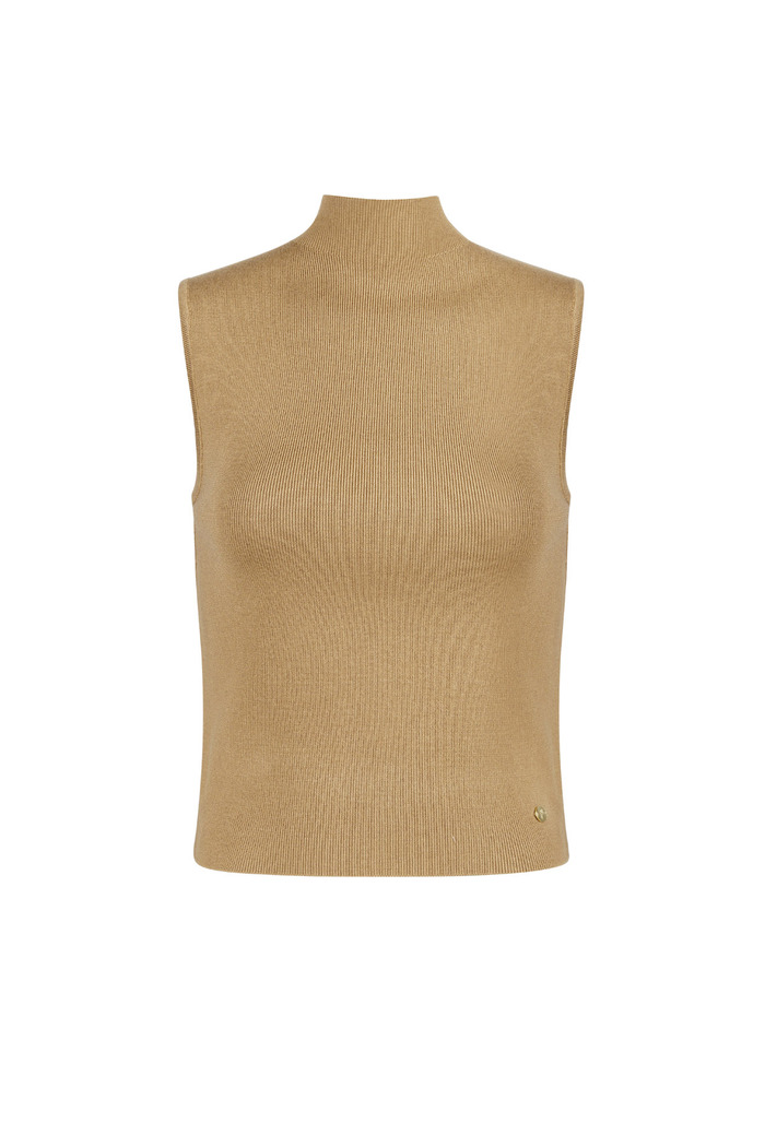 Sleeveless top with low collar small/medium – brown 