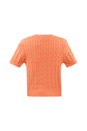 Gebreide trui met kabels en korte mouwen small/medium – oranje h5 Afbeelding7