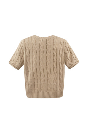 Klassieke gebreide trui met kabels en korte mouwen small/medium – beige h5 Afbeelding7