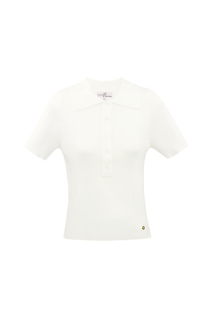 Basic-Poloshirt mit halber Knopfleiste, klein/mittelgroß – Weiß h5 