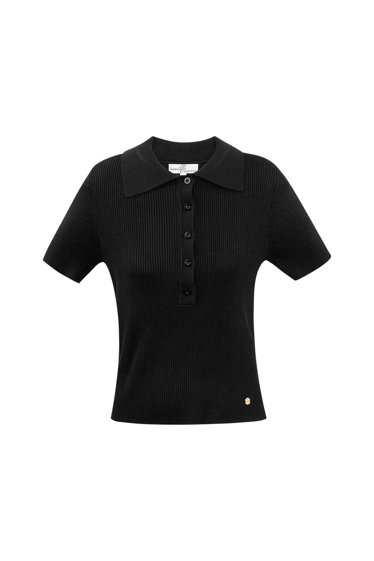 Basic-Poloshirt mit halber Knopfleiste, klein/mittelgroß – Schwarz h5 