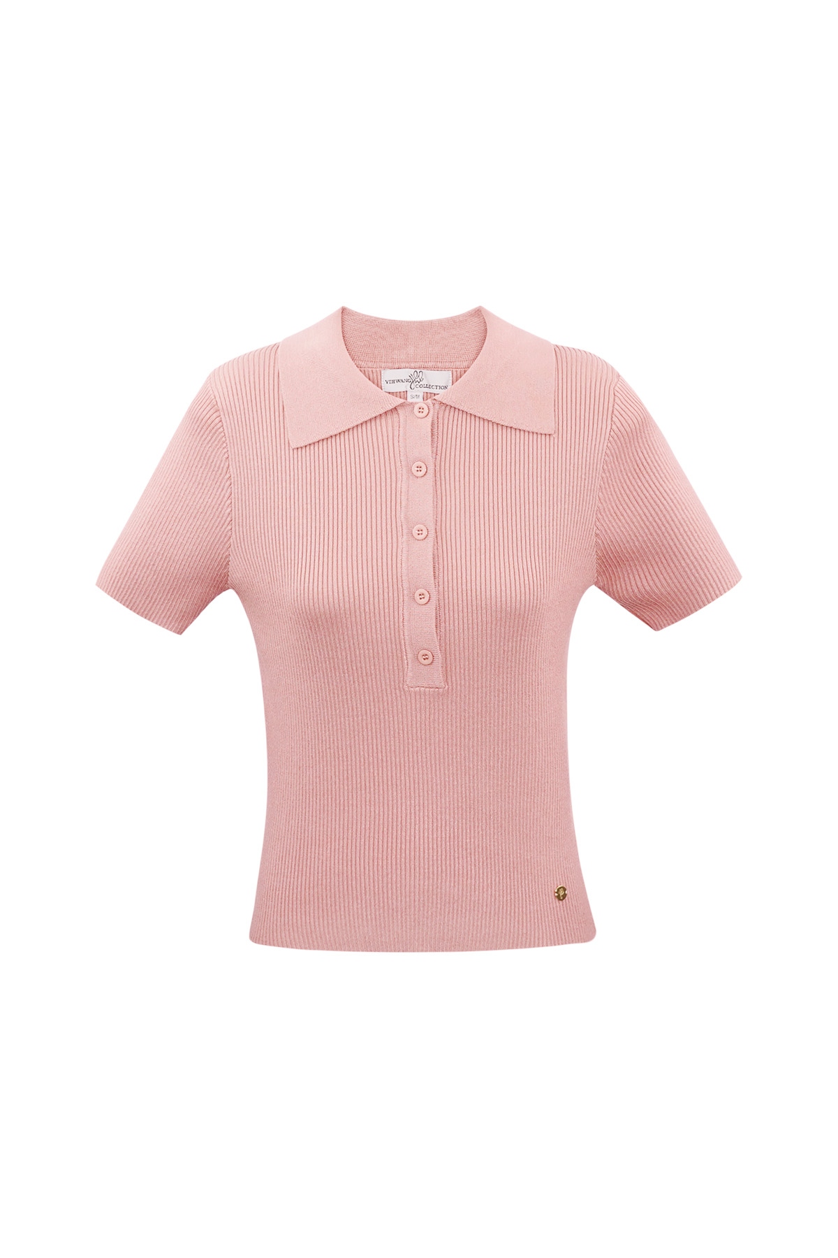 Basic-Poloshirt mit halber Knopfleiste, klein/mittelgroß – Rosa 
