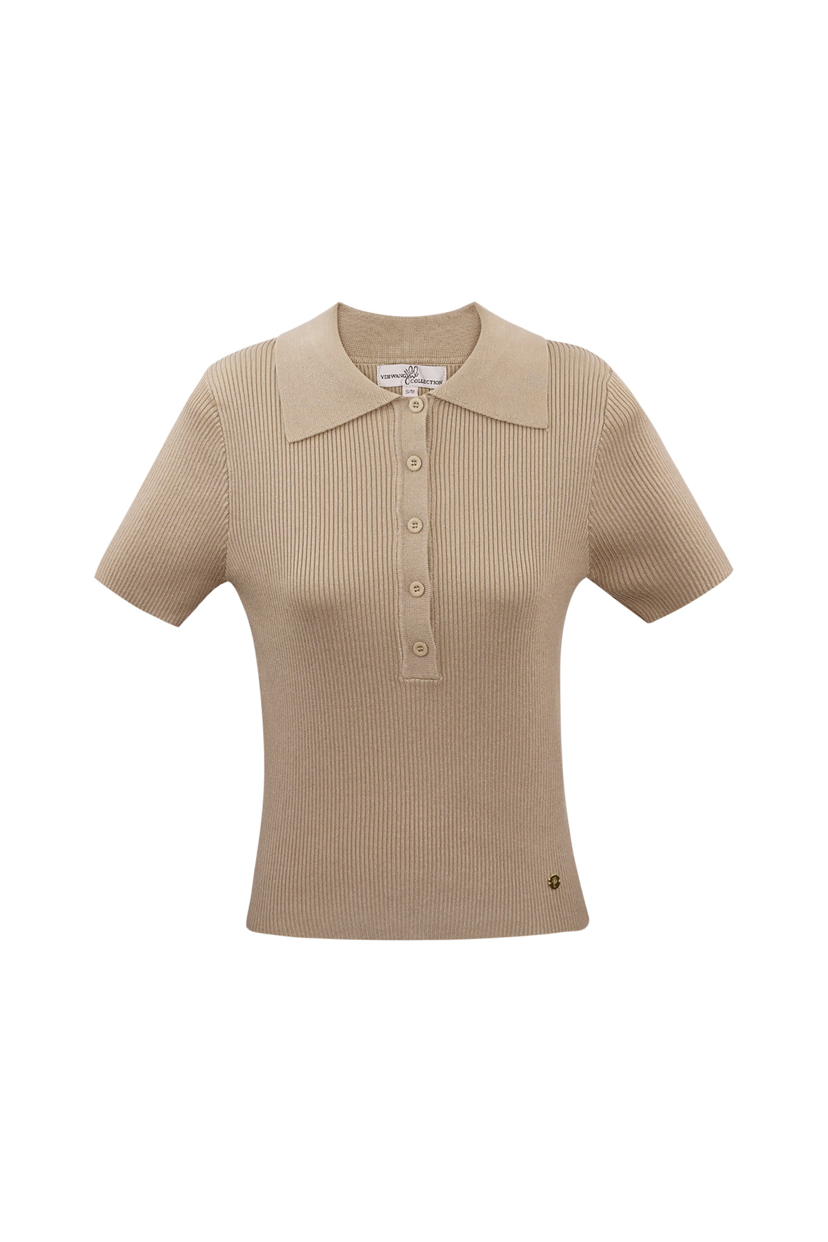 Basic-Poloshirt mit halber Knopfleiste, groß/extragroß – Beige h5 