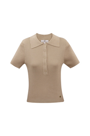 Basic-Poloshirt mit halber Knopfleiste, klein/mittelgroß – Beige h5 