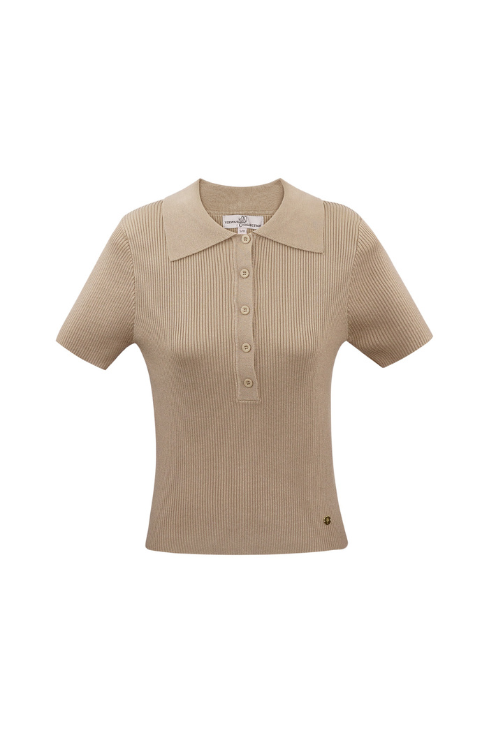 Basic-Poloshirt mit halber Knopfleiste, klein/mittelgroß – Beige 