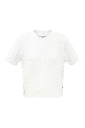 Cardigan tricoté imprimé torsades - blanc h5 