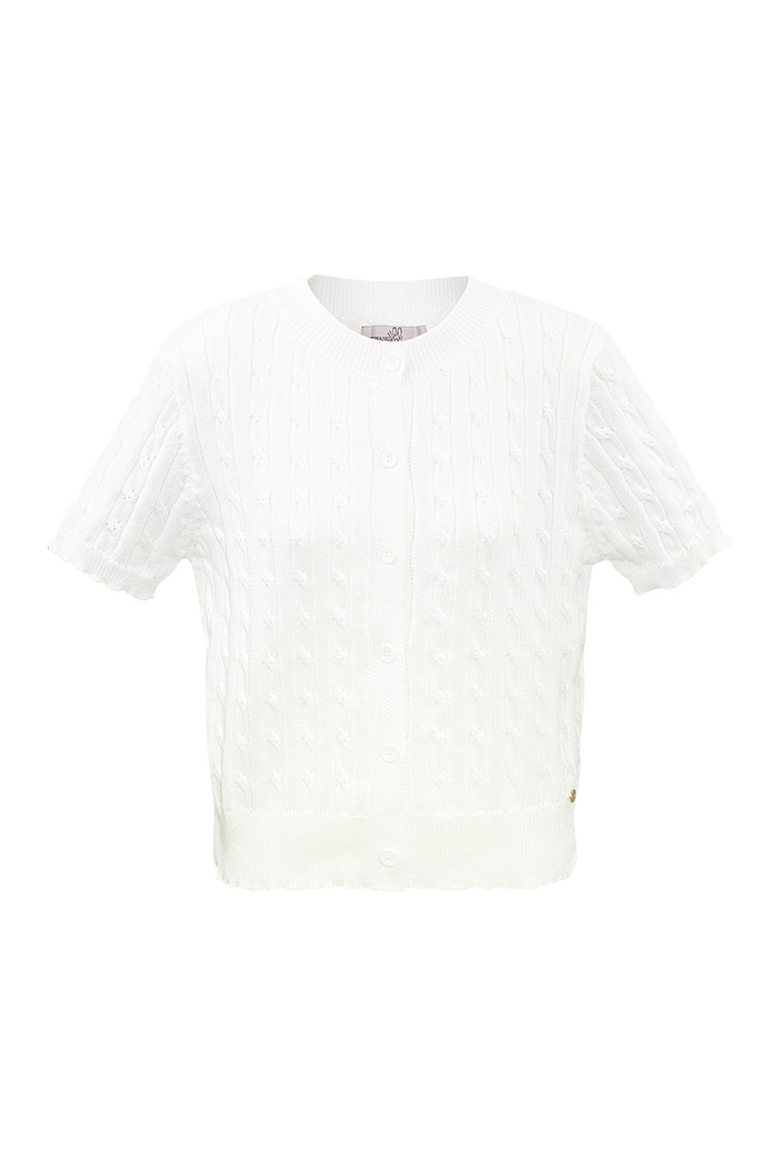 Cardigan tricoté imprimé torsades - blanc 