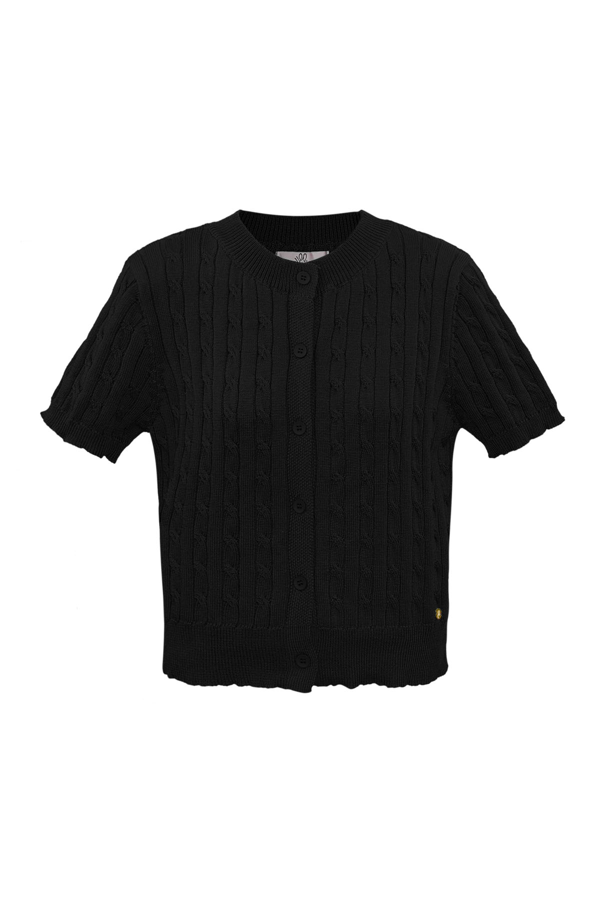 Cardigan tricoté imprimé torsades - noir