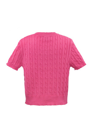 Cardigan tricoté imprimé torsades - fuchsia h5 Image7