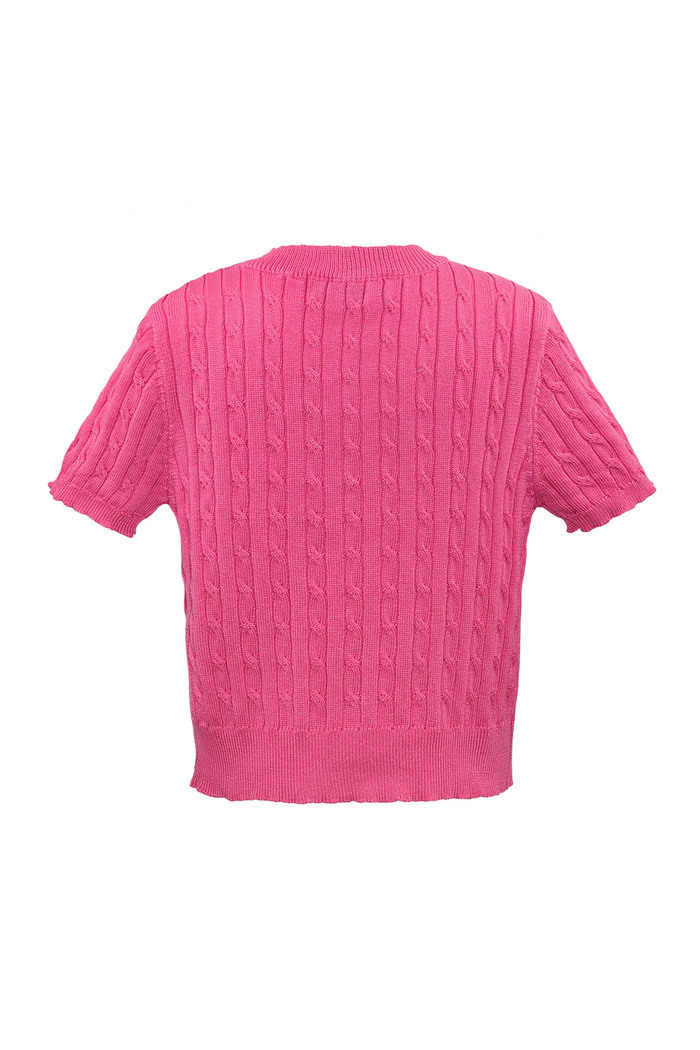 Cardigan tricoté imprimé torsades - fuchsia Image7