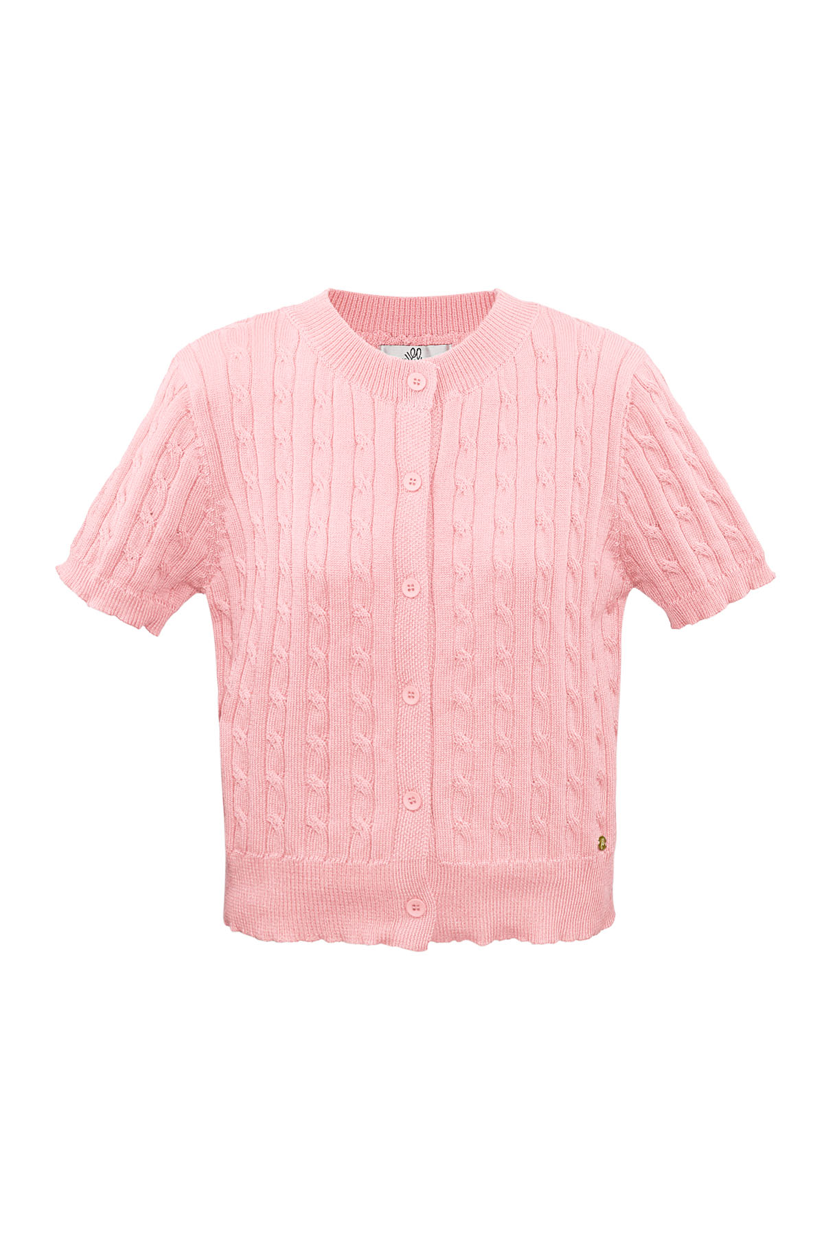 Cardigan tricoté imprimé torsades - rose h5 