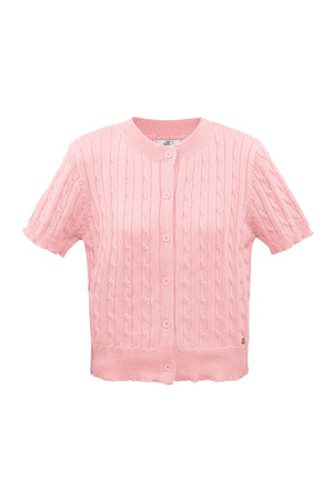 Knitted cardigan with cable print - pink h5 
