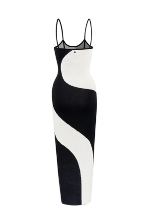 Organik desenli elbise - siyah beyaz h5 Resim7
