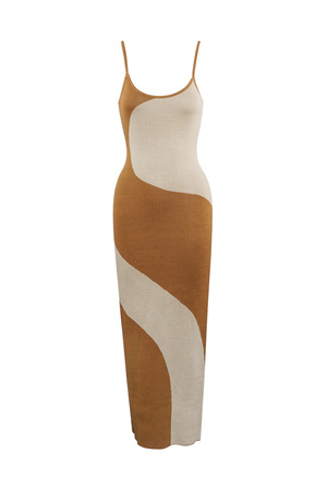 Organic print dress - brown h5 