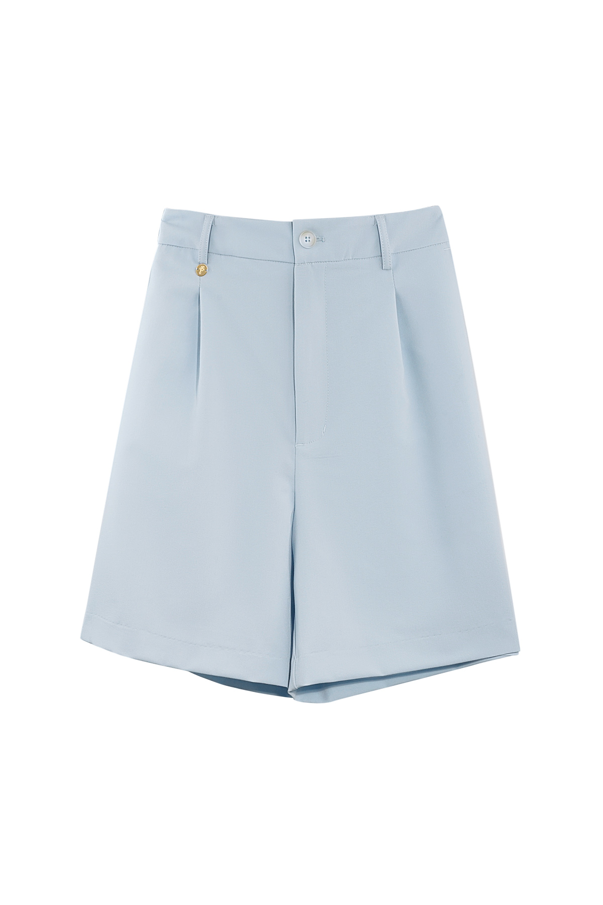 Shorts met plooien - licht blauw  