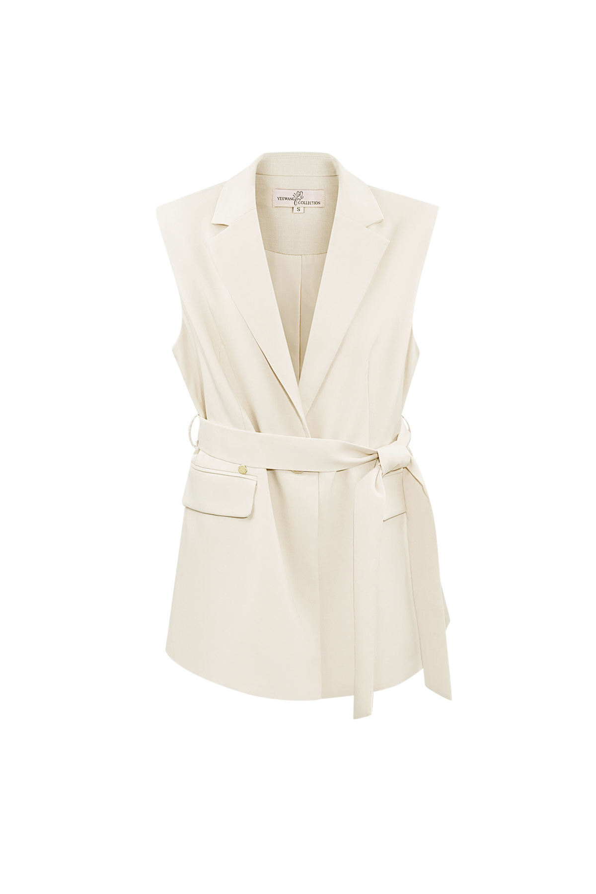 Waistcoat with elastic belt - off-white