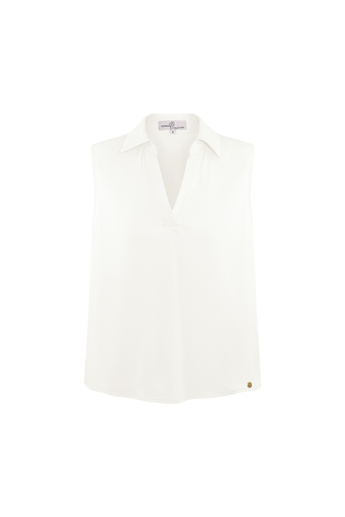 Sleeveless blouse with v-neck - white 
