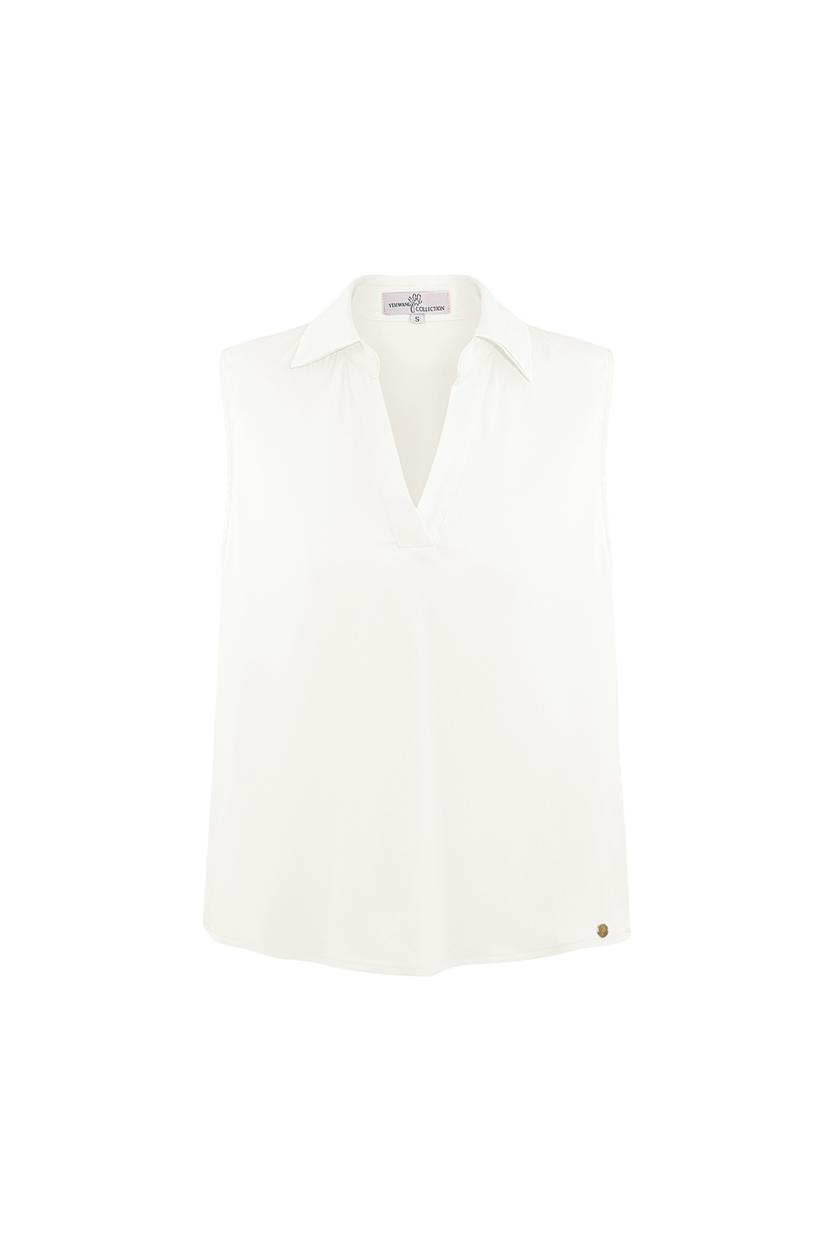 Blusa sin mangas con escote en pico - blanco  2