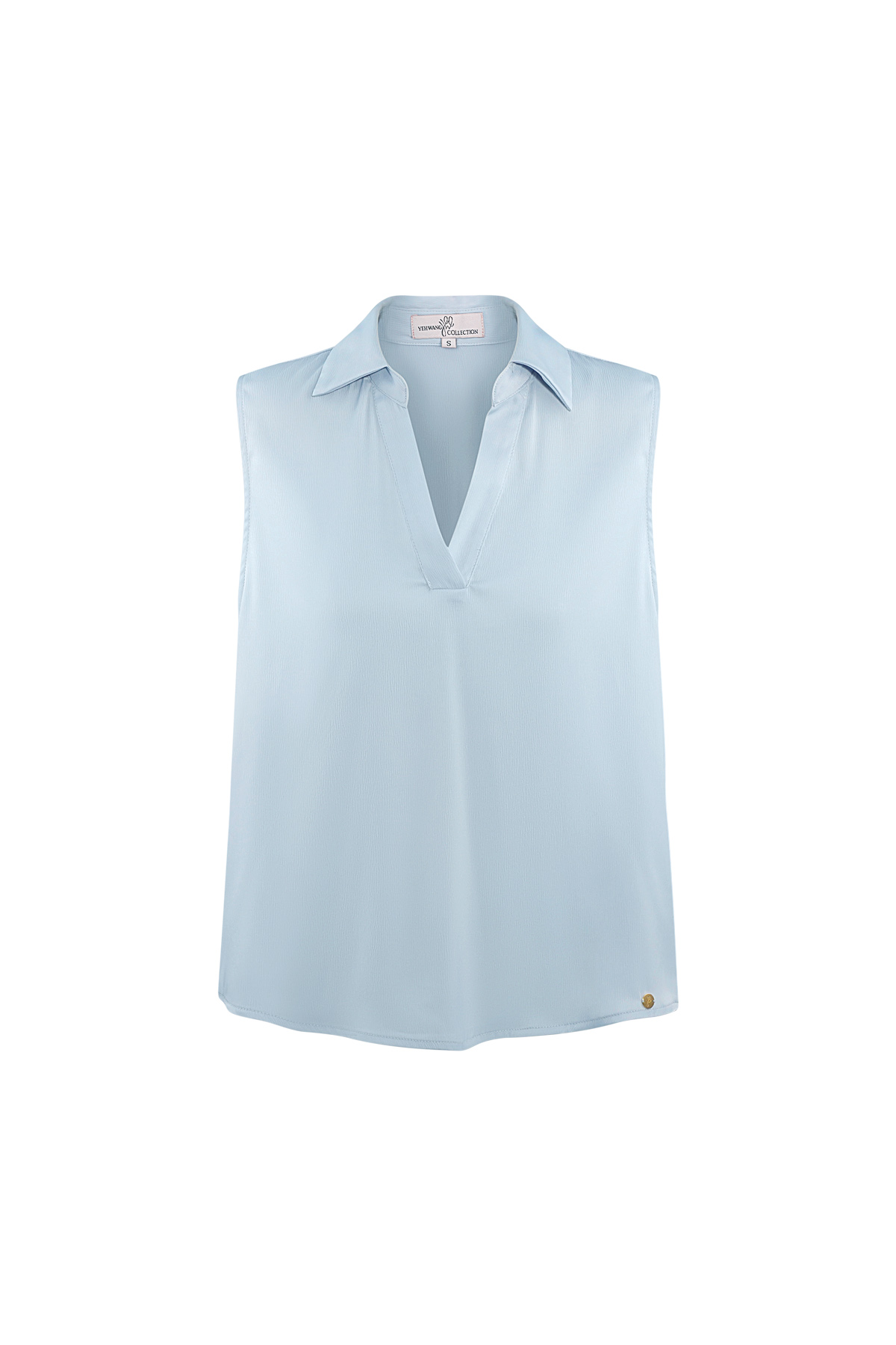 Sleeveless blouse with v-neck - light blue