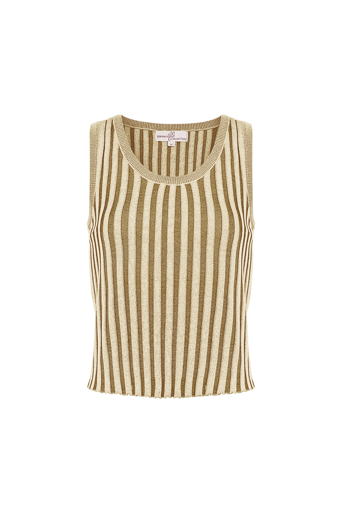 Sleeveless, striped top small - beige 