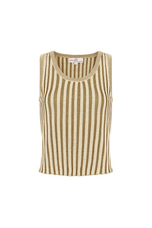 Sleeveless, striped top small - beige h5 