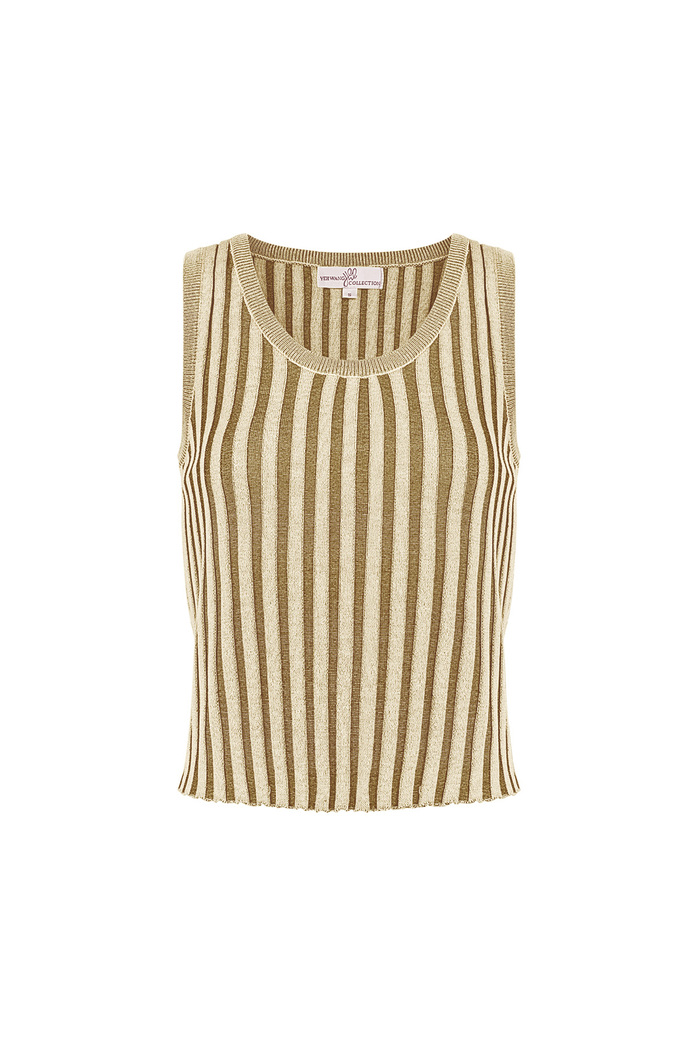 Sleeveless, striped top large - beige 