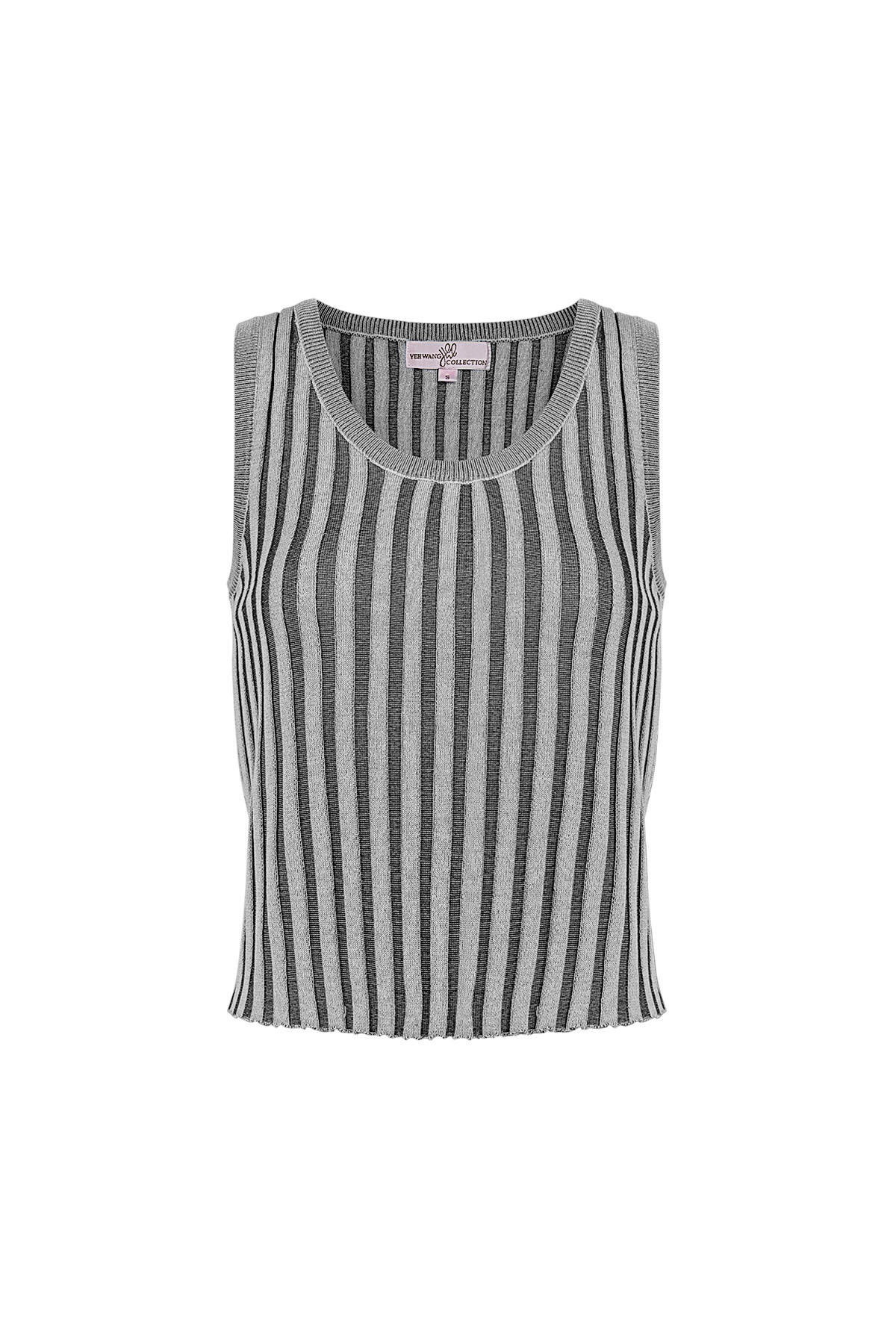 Sleeveless, striped top large - gray