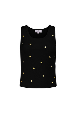 Sleeveless top with gold heart details small – black h5 