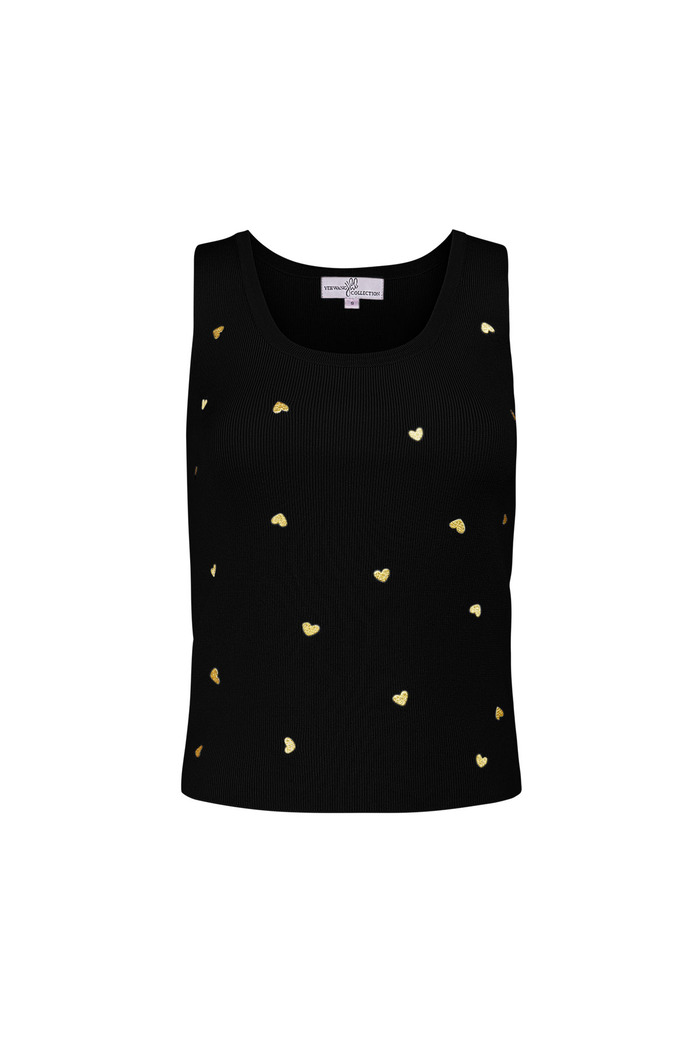 Sleeveless top with gold heart details small – black 
