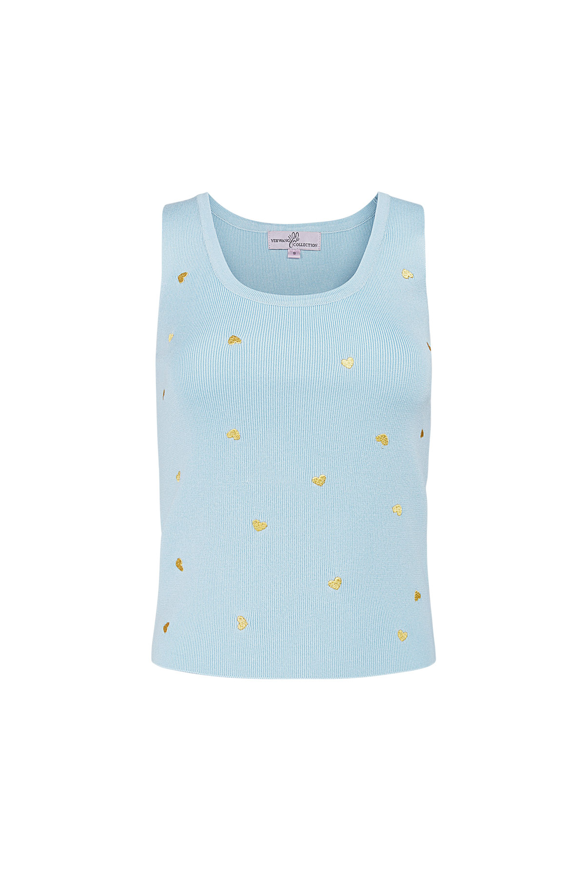 Sleeveless top with gold heart details large - blue h5 