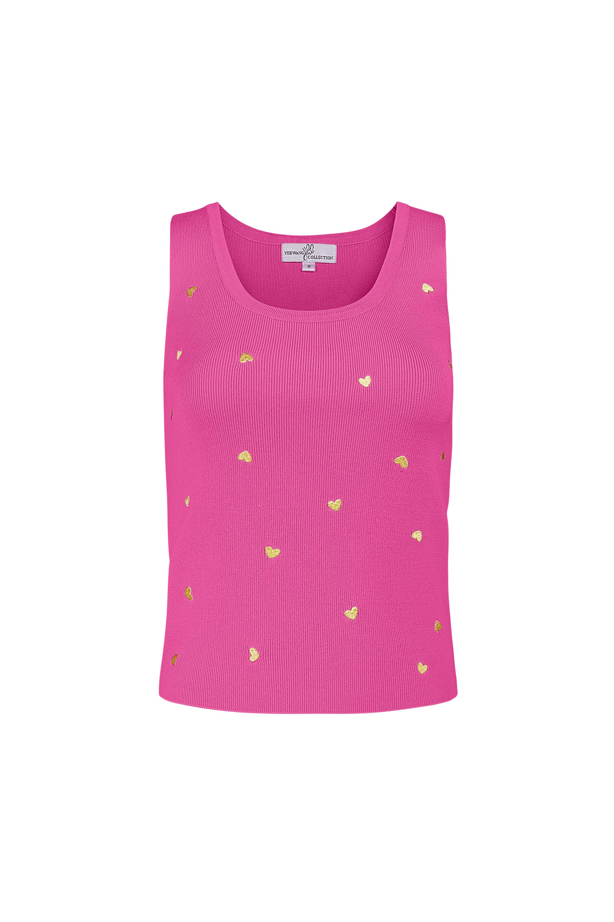 Sleeveless top with gold heart details large – pink