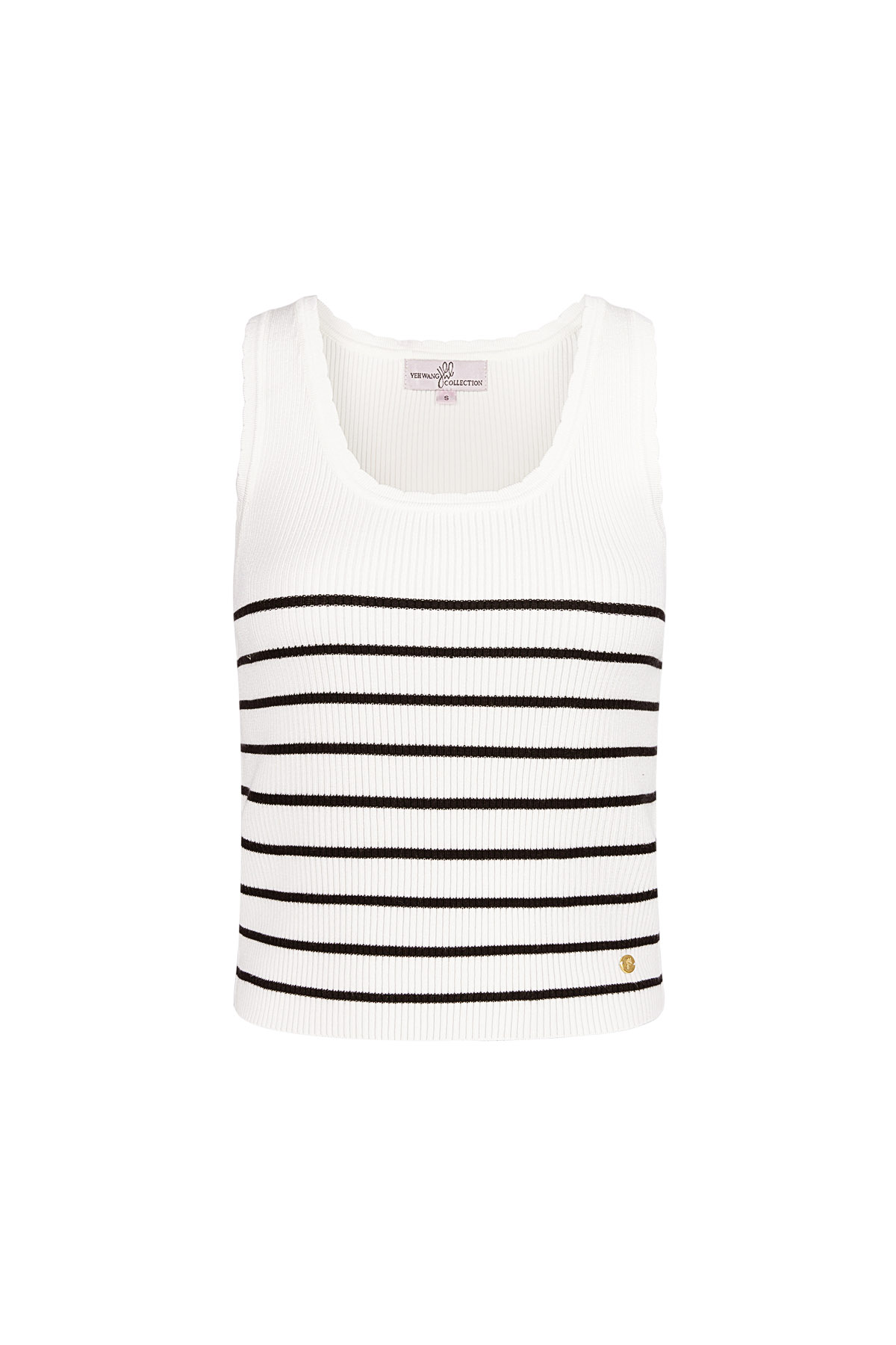 Striped, sleeveless top with classic edge small - white