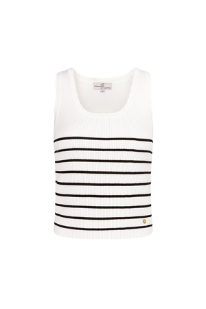 Striped, sleeveless top with classic edge large – white h5 