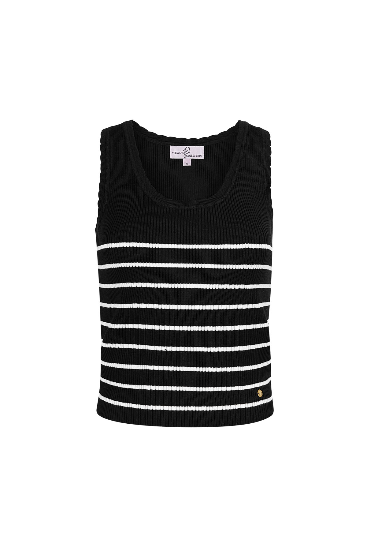 Striped, sleeveless top with classic edge small - black