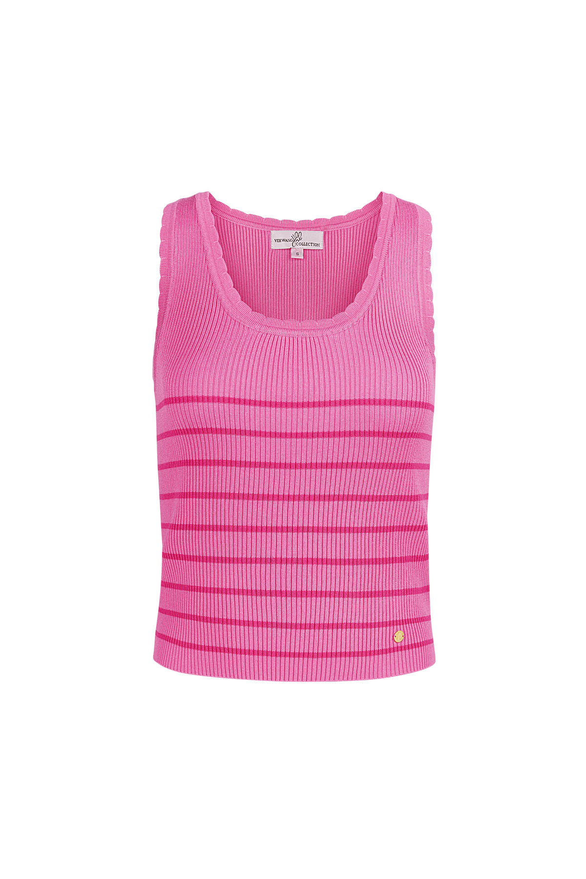 Striped, sleeveless top with classic edge medium – pink