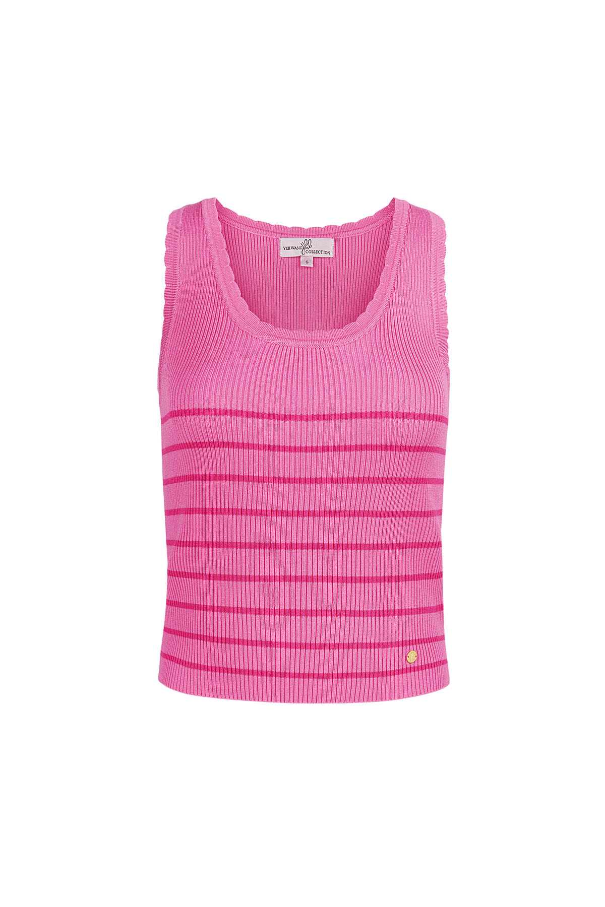 Striped, sleeveless top with classic edge small - pink 2