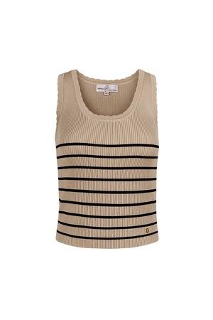 Striped, sleeveless top with classic edge small – beige h5 