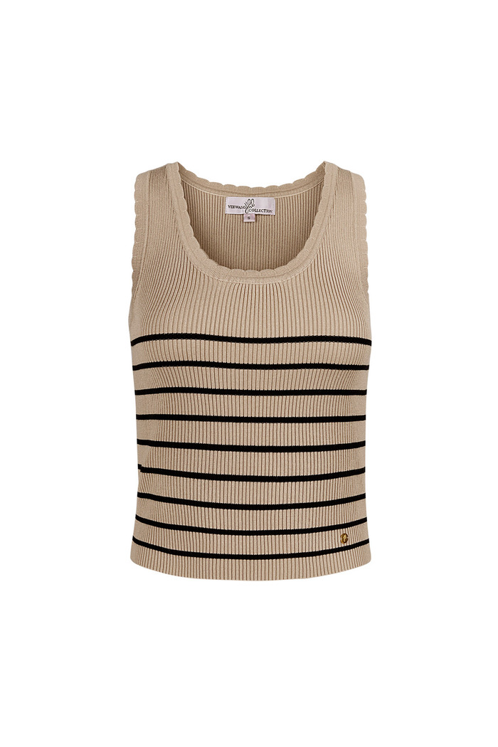 Striped, sleeveless top with classic edge small – beige 