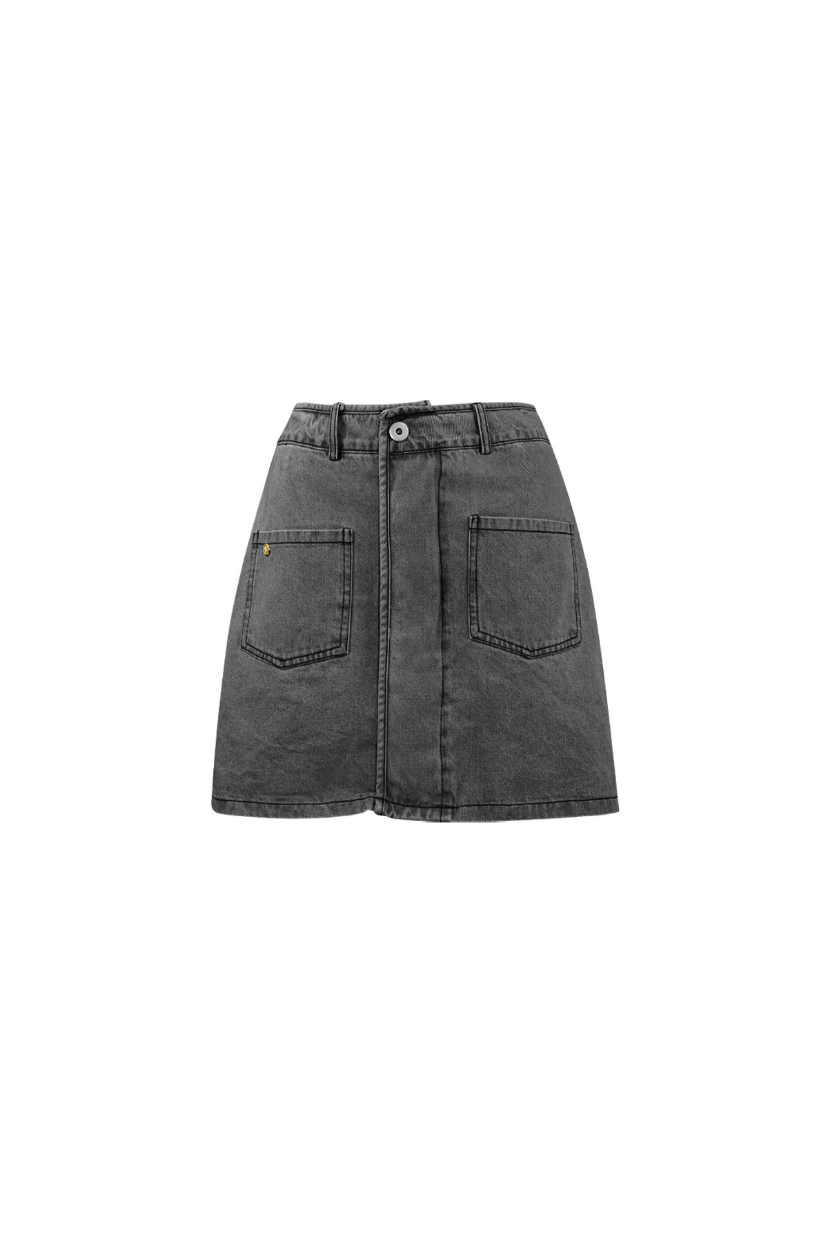 Denim skirt with pockets - gray