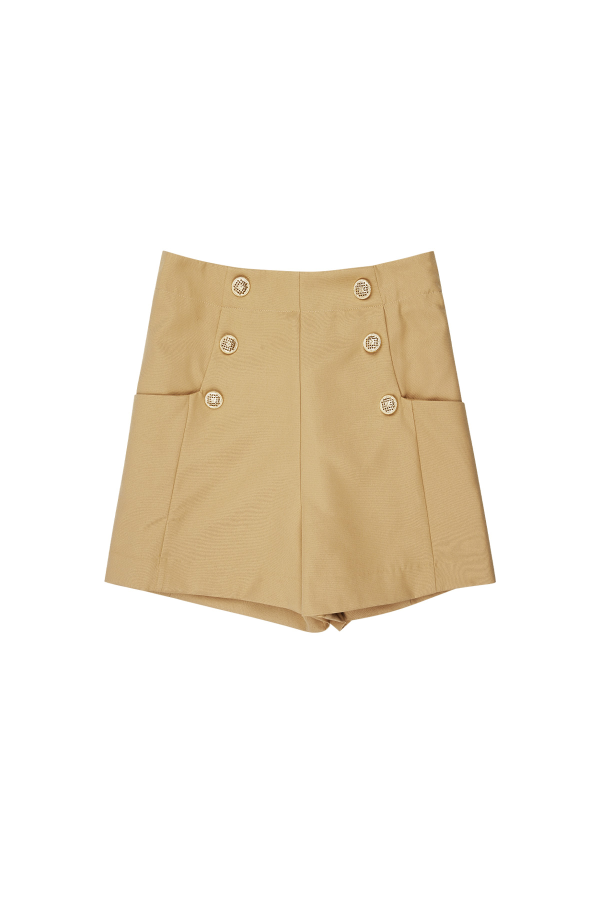 Shorts with Gold Color buttons - camel 2