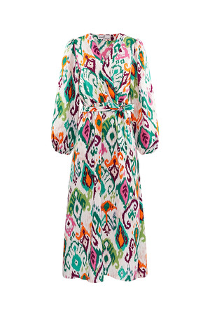 Long dress with print and waistband - green  h5 Picture8