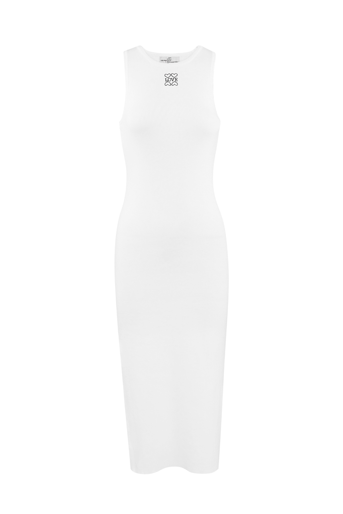 Lange gebreide jurk love - wit h5 