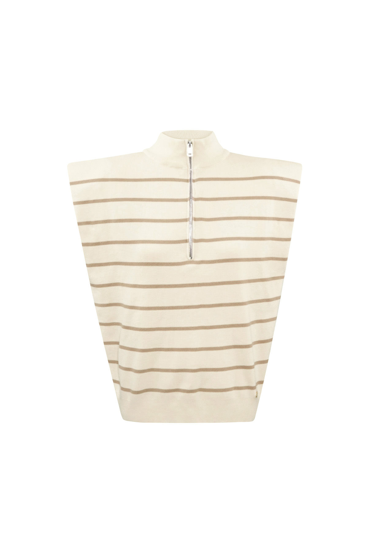 Striped spencer with zipper - beige brown 2