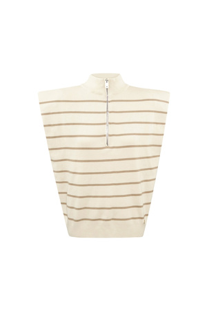 Striped spencer with zipper - beige brown h5 