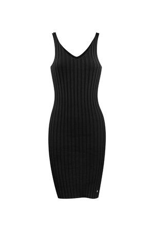 Knitted jurk basic kleur - zwart h5 