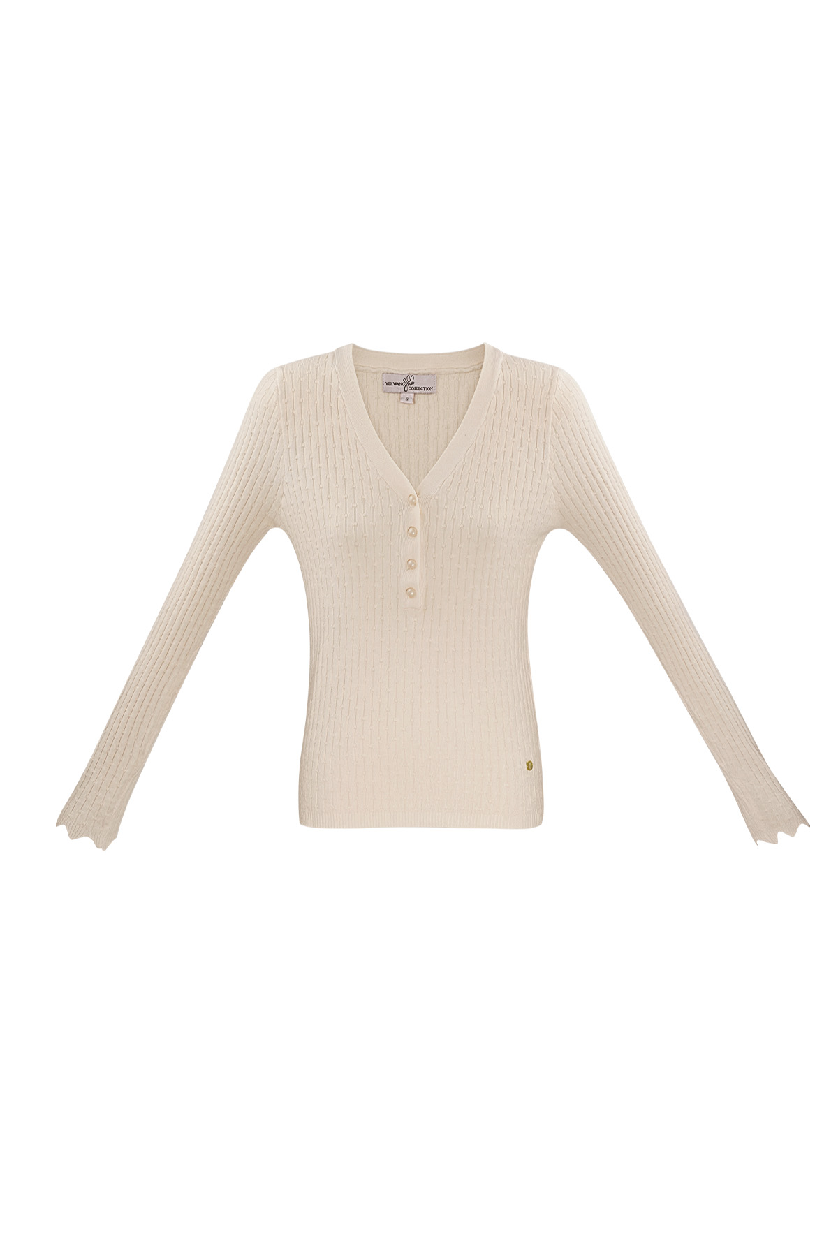 sweater with v-neck - beige 