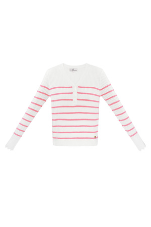 Striped sweater with v-neck - pink  h5 