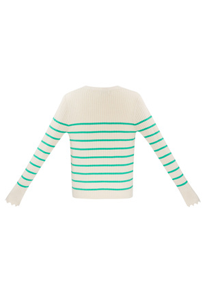 Striped sweater with v-neck - green  h5 Picture8