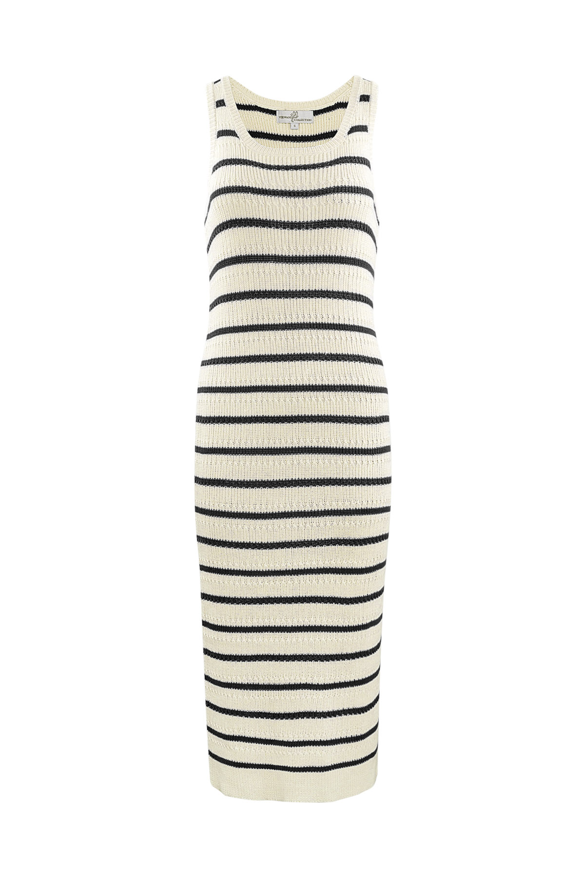 Knitted dress with stripes - black