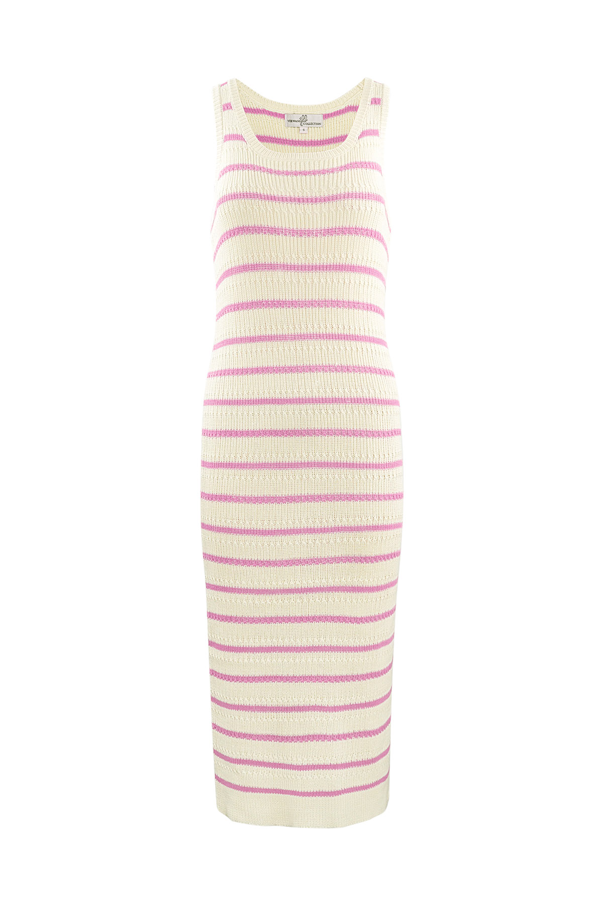 Knitted dress with stripes - pink h5 